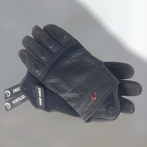 BRP Can-Am Spyder Black Leather Respirator Gloves Women's Size S/P - Picture 9 of 10